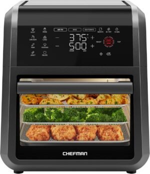 Chefman 12-Quart 6-in-1 Air Fryer Oven with Digital Timer, Touchscreen, and 12 Presets – Family Size Countertop Convection Oven, Dishwasher-Safe Parts