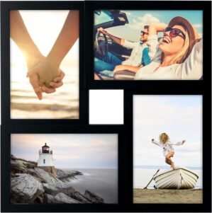 Malden 4-Opening Matted Collage Frame, Displays Four 4×6 Photos, Black