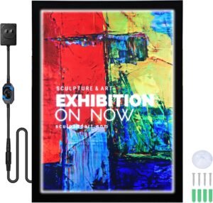 Spolehli Led Poster Frame with Adjustable Brightness, Wall Mounted 16″x24″ Magnetic Led Lightbox Display Horizontally and Vertically, Backlit Frame for Acrylic Wall Art, Black (16 x 24 in)