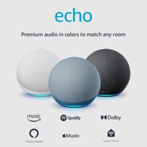 Amazon Echo (newest model), Alexa speaker with premium sound, Ideal for large bedrooms, living rooms and kitchens, Twilight Blue