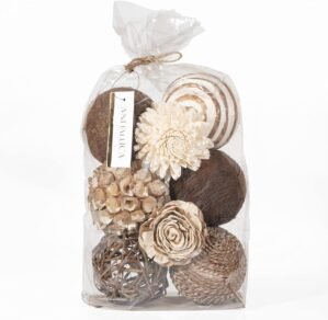 ANDALUCA Decorative Balls Bowl Filler Beige Orbs Floral Home Decor (Cocoa Floral)