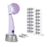 Michael Todd Beauty Sonicsmooth Pro+ Dermaplane Razor for Women Face + Eyebrow trimmer Dermaplaning System w/LED Light Peach Fuzz Remover -16 Dermaplaning Blades & 2 Microsmooth Exfoliation Tips