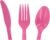 Candy Pink Disposable Plastic Cutlery Set 48-Pieces 16 Forks 16 Spoons 16 Knives Party Barbecue Special Events Potlucks Entertainment Decor Reusable Heavy-Duty Quality Tableware Festive Vibrant