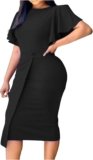 Womens Work Formal Elegant Dresses Ruffle Sleeve Dresses Homecoming Dresses for Women Crewneck Dresses 2025
