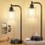 Industrial Nightstand Lamps for Bedrooms Set of 2 – Fully Dimmable Bedside Lamps with USB A C Ports and Outlet, Black Table Lamps with Clear Glass Shade for Living Room, Desk Lamps for Office Reading