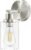Brushed Nickel Wall Light: LED Wall Sconces Indoor, Modern Sconces Wall Lighting with E26 Base and Clear Glass Shade, Wall Light Fixtures for Bedroom, Hallway, Mirror, Living Room