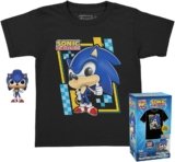 Funko Pocket POP! & Tee: Sonic – for Children and Kids – Flocked – Small – (S) – Sonic The Hedgehog – T-Shirt – Clothes with Collectable Vinyl Minifigure – Gift Idea – Figure and Short Sleeve Top