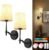 Battery Operated Wall Sconces Set of 2, Black Rechargeable Wall Lights with 15 RGB Dimmable Detachable Bulbs and Remote, Wireless Battery Powered LED Wall Lamp for Living Room Bedroom
