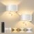 FULEN Motion Sensor Wall Light with Remote Control 3 Colors Wireless Wall Sconces LED Indoor Up and Down Wall Lamp 5000mAh Rechargeable Battery Powered Wall Lamps Brightness Adjustable, White 2 Pack