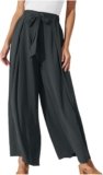 Generic Palazzo Pants for Women Dressy Tie Knot High Waisted Lounge Wide Leg Pant Baggy Flowy Business Casual Summer Trousers