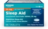 Amazon Basic Care Nighttime Sleep Aid Tablets for Adults, Doxylamine Succinate 25 mg, 96 Count