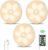 Warm Color LED Closet Lights Wireless Motion Sensor Puck Light, USB Rechargeable Battery Operated Puck Lights with Remote, Dimmable Under Cabinet Counter Lighting for Wardrobe Kitchen (3 Pack)