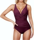 Tummy Control Swimsuits for Women One Piece Modest Slimming Bathing Suit Crissover Ruched Full Coverage Cute Swimwear