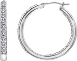 Amazon Essentials Platinum or Gold Plated Sterling Silver Inside-Out Hoop Earrings made with Infinite Elements Zirconia, (previously Amazon Collection)