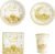 KYMY Eid Mubarak Tableware Set, 80pcs Ramadan Kareem Muslim Disposable Table Decorations, Islamic Crescent Moon Star Lantern Party Supplies with Plates, Napkins, Cups for Eid Al-fitr, Hajj Festival