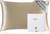 ZIMASILK 100% Pure Mulberry Silk Pillowcase for Hair and Skin Health,Soft and Smooth,Both Sides Premium Grade 6A Silk,600 Thread Count,with Hidden Zipper,1pc (Queen 20”x30”,Taupe)