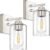 Set of 2 Wall Sconces for Bathroom, Brushed Nickel Vanity Light Fixtures, Modern Wall Mount Lighting Lanterns, Farmhouse Wall Lamps with Clear Glass Shade for Bedroom Living Room Mirror Hallway Porch