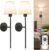NIORSUN Battery Operated Wall Sconce Set of 2,Black Rechargeable Wall Lights with 5200mAh Dimmable Detachable Bulbs and Remote, 10 Colors Wireless Wall Lamps for Bedroom Living Room Hallway