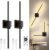 Torchlet Battery Operated Wall Sconces with Remote Control, Dimmable Wall Sconces Set of Two with DIY Independently Rotatable Lamppost, 3000K-6000K LED Wall Lights for Living Room, Bedroom, 28.3 Inch