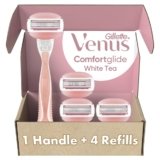 Gillette Venus ComfortGlide White Tea Women’s Razor, Handle + 4 Blade Refills