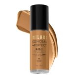 Milani Conceal + Perfect 2-in-1 Foundation + Concealer for a Flawless Complexion, Under Eye Corrector, Cover Redness and Imperfections, Waterproof and Sweatproof – Amber