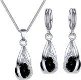 Jewelry Set for Women Trendy 925 Sterling Silver Cubic Zircon Teardrop Dangle Earrings And Necklace Birthday Wedding Gifts for her