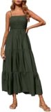 Summer Dresses for Women 2024 Casual Spaghetti Strap Sleeveless Smocked Tiered Swing Boho Maxi Dress Sexy Beach Dress
