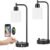 Industrial Bedroom Lamps for Nightstand Set of 2 – Fully Dimmable Bedside Lamps with USB A C Ports and Outlet, Black Table Lamps with Opal Glass Shade for Living Room, Desk Lamps for Office Reading