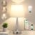 Kakanuo Touch Table Lamp for Bedroom, Small Bedside Lamp with USB C Charging Port, 3 Way Dimmable Touch Control Nightstand Lamp for Living Room and Office, White Shade and Silver Base