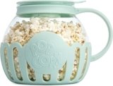 Ecolution Patented Micro-Pop Microwave Popcorn Popper with Temperature Safe Glass, 3-in-1 Lid Measures Kernels and Melts Butter, Made Without BPA, Dishwasher Safe, 3-Quart, Aqua