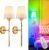 Depuley Battery Operated Wall Sconce: Set of 2 Wireless Wall Lights with Remote for Bedroom – Rechargeable 15 Colors Gold Wall Lamp for Living Room Hallway