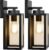 Outdoor Wall Light Fixtures, Exterior Waterproof Lanterns, Porch Sconces Wall Mounted Lighting with E26 Sockets & Glass Shades, Modern Matte Black Wall Lamps for Patio Front Door Entryway, 2-Pack