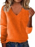 Cashmere Sweaters for Women 2025 Trendy V Neck Long Sleeve Knitted Pullover Tops Lightweight Soft Comfy Warm Sweater