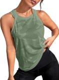 OYOANGLE Women’s Camo Print Sleeveless Workout Shirts Exercise Running Tank Tops Active Gym Tops