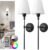 DORESshop Battery Operated Wall Sconce Set of Two, Balck Wall Sconces with Dimmable and Adjustable Bulb, Remote Control, Easy to Install Not Wires, Wall Light for Bedroom, Livingroom