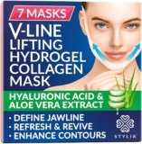 Stylia V Line Lifting Collagen Face Mask – Double Chin Strap for Women – Jawline Shaper Face Lift Tape – Neck Lift Collagen Mask – Chin Strap for Sleeping – Hyaluronic Acid, Aloe Vera, Cica 7P