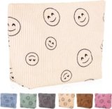 Cosmetic bag Makeup bag Preppy Cute Corduroy Toiletry bag for women travel essentials (Full beige)