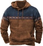 Men’s Hooded Sweatshirt American Flag Print Long Sleeve Pullover Sweatshirt Vintage Tribal Aztec Graphic Hoodie Tops