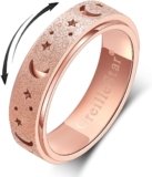 OreilleStar Anxiety Ring for Women Spinner Ring Fidget Toys Adults Fidget Ring Spinner Rings for Women Stainless Steel Anxiety Moon Star Rose Gold