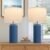 TOBUSA 23.5’’ Blue Table Lamps for Bedroom Set of 2, Modern Farmhouse Ceramic Bedside Nightstand Lamps for Living Room, Decorative Boho Ceramic Lamps Set for Home Office End Table Console, White Shade