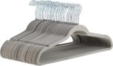 Amazon Basics Slim, Velvet, Non-Slip Suit Clothes Hangers, Gray/Silver – Pack of 50