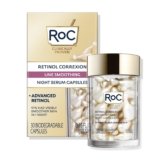 RoC Retinol Correxion Anti-Aging Wrinkle Night Serum, Retinol Serum for Face, Daily Treatment for Fine Lines, Post Acne Scars, 30 Capsules, Unscented, 0.35 Fl Oz