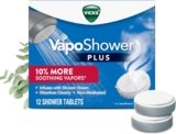 Vicks, VapoShower Plus, Shower Steamers, Eucalyptus Shower Steamer & Menthol Scent, Clean Dissolving Vapor Shower Tablets, Aromatherapy Shower Steamer & Shower Bombs, 12 count