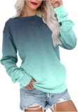 Prime Exclusive Deals+of+the+day, Limited+Time Deal Womens Ombre Color Sweatshirts Casual Aesthetic Crewneck Long Sleeve Pullover Loose Fit Cozy Y2k Fall Fashion Outfits Tops