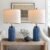 20.5 inches Modern Ceramic Dark Blue Bedside Lamp Set of 2 for Bedroom Decor Farmhouse Table Lamp for Living Room Office Dorm