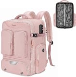 Taygeer Vacuum Backpack, Expandable Vacuum Seal Carry on Backpack with Rain Cover, 17” laptop Compression Backpacks Travel with Shoe Compartment, TSA Approved Personal Item Compression Back Pack,Pink