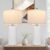 TOBUSA 23.5’’ Modern White Ceramic Lamps Set of 2, Living Room Retro Side Table Lamps, Farmhouse Bedside Nightstand White Lamps for Bedroom with Linen Shade, Elegant Decor Lamp Sets for Home Office