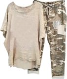 Two Piece Summer Outfits for Women Casual Cotton Linen Sets Oversized T Shirts Camo Capri Pants 2025 Resort Wear