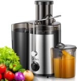 QCen Juicer Machine, 500W Centrifugal Juicer Extractor with Wide Mouth 3” Feed Chute for Fruit Vegetable, Easy to Clean, Stainless Steel, BPA-free (Black)