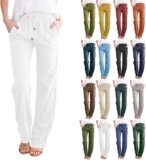 Women’s Cotton Linen Summer Palazzo Pants Flowy Wide Leg Beach Trousers with Pockets Spring Outfits 2025